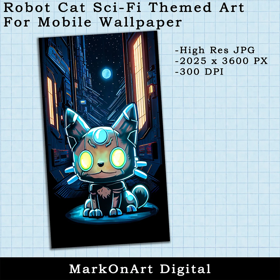 Robot Cat Sci-Fi Themed Art For Mobile Phone Wallpaper or Lock Screen | High Res for iPhone or Android Cellphones product image (2)