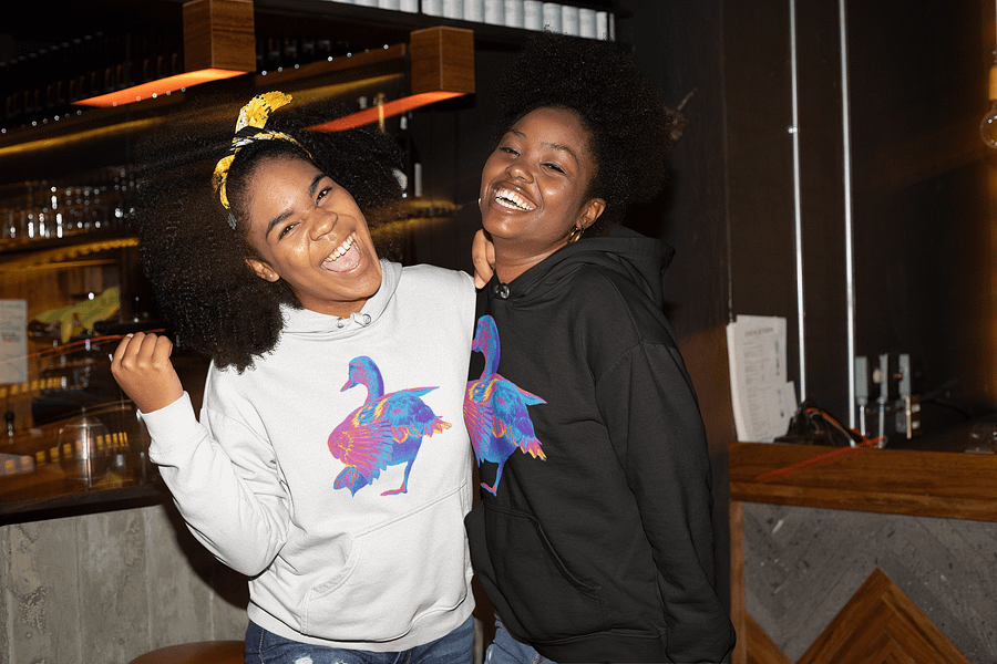 Funky Neon Pink and Blue Duck Pull Over Hoodie product image (3)