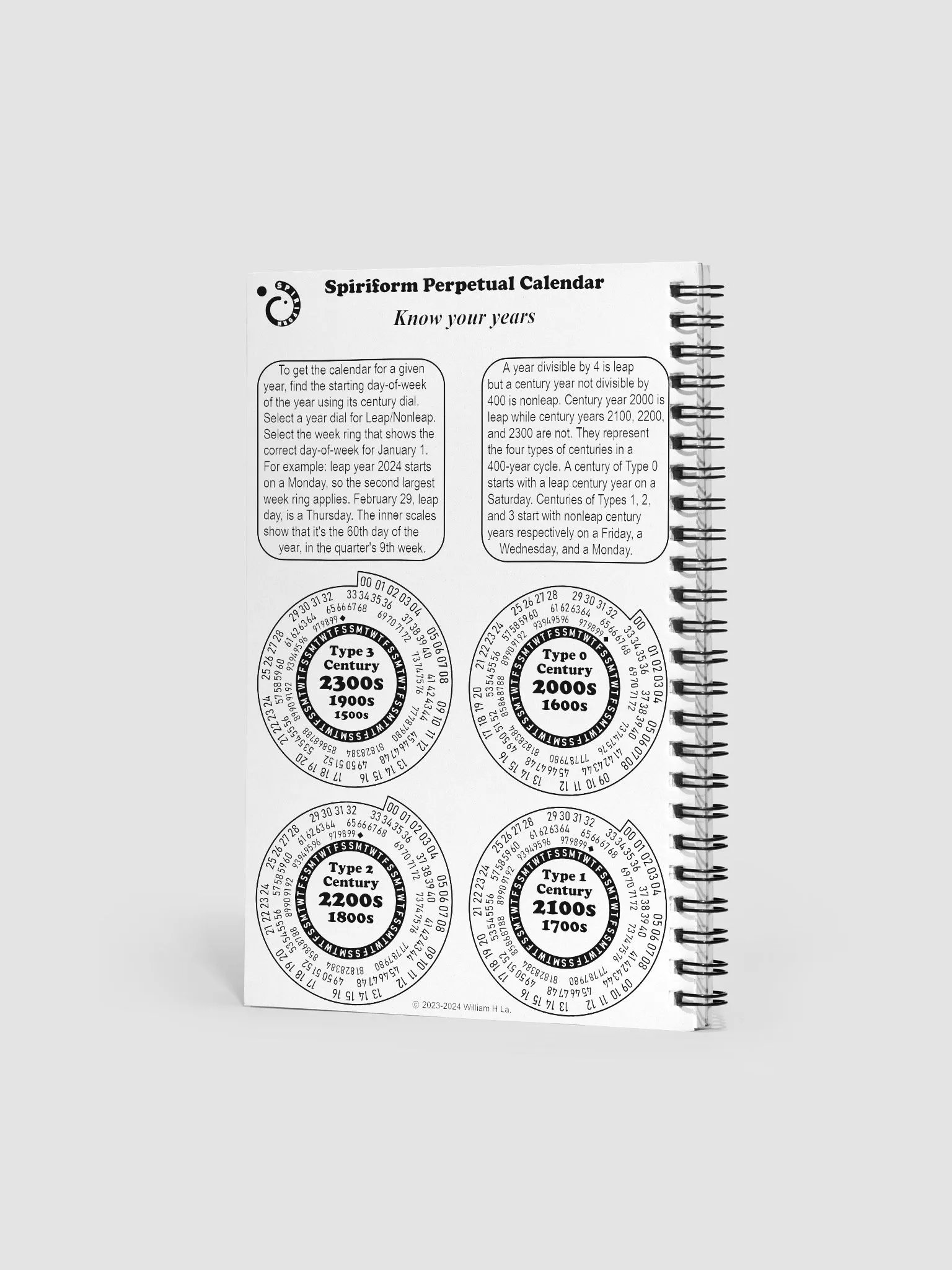 Spiriform Perpetual Calendar Spiral Notebook 5.5