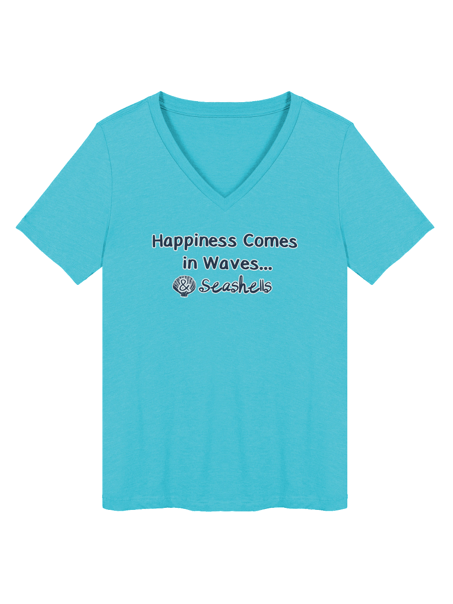 🌊 Happiness Comes in Waves...& Seashells | Coastal Beachcomber V-Neck Tee | Monique Faella Designs™ product image (56)