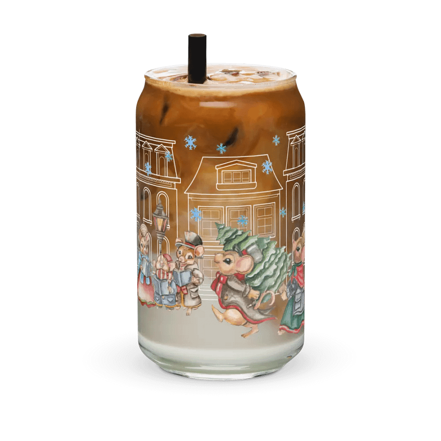Prelude To Christmas Glass Can Tumbler | 16oz Holiday-Themed Drinkware | Festive Winter Scene Design product image (1)