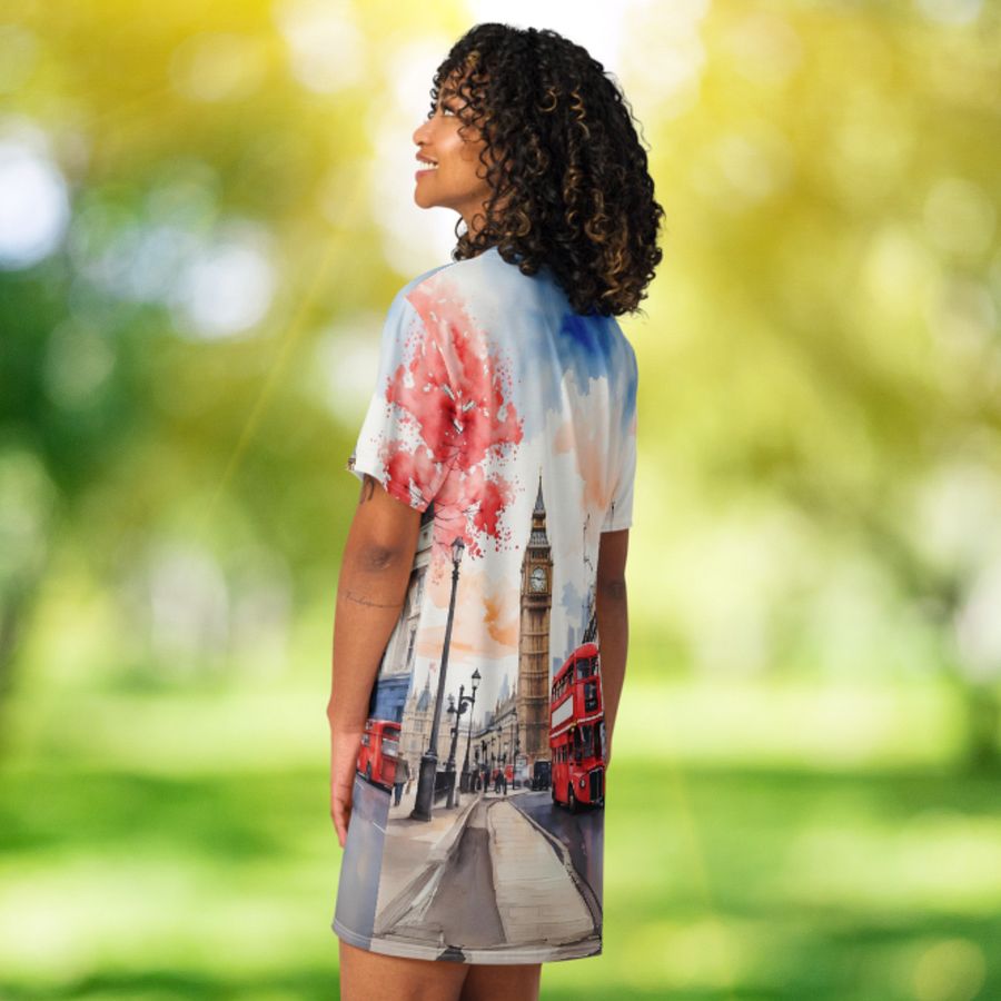 London England Watercolor All Over Print T-shirt Dress product image (6)