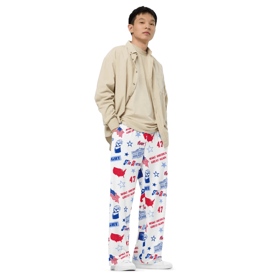 Trump 2024 Republican Patriot Make America Great Again White Pattern Unisex Pajama Pant product image (8)