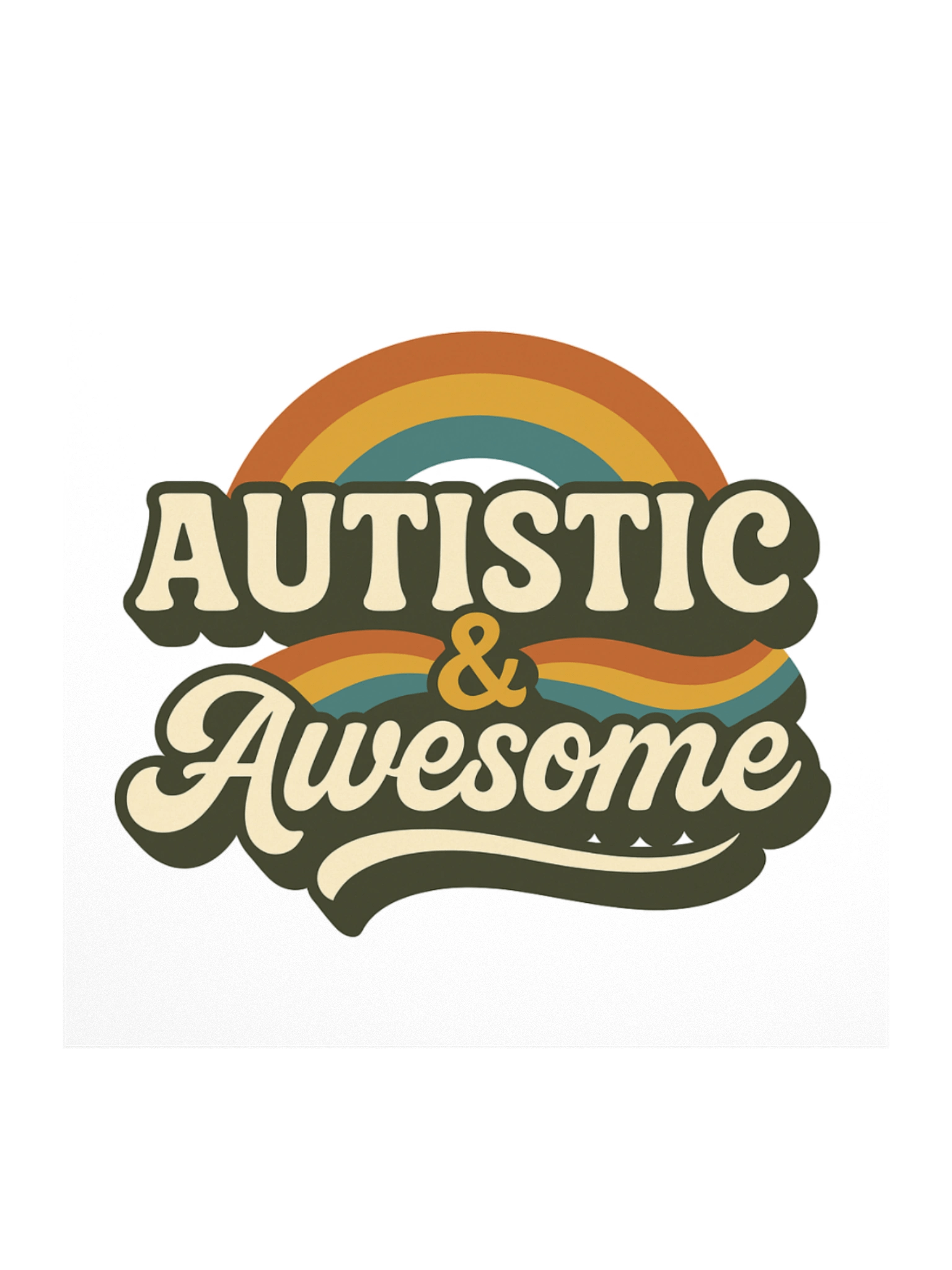 Retro Rainbow Autistic & Awesome Stickers product image (2)