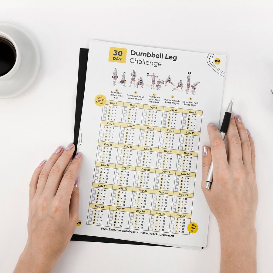 30 Day Dumbbell Leg Challenge - Printable Workout Tracker product image (4)