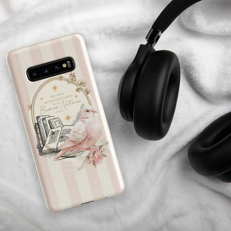 'No Nos Avergonzamos de las Buenas Noticias' Cream/Pink Vintage Dove Samsung® Snap Case product image (4)