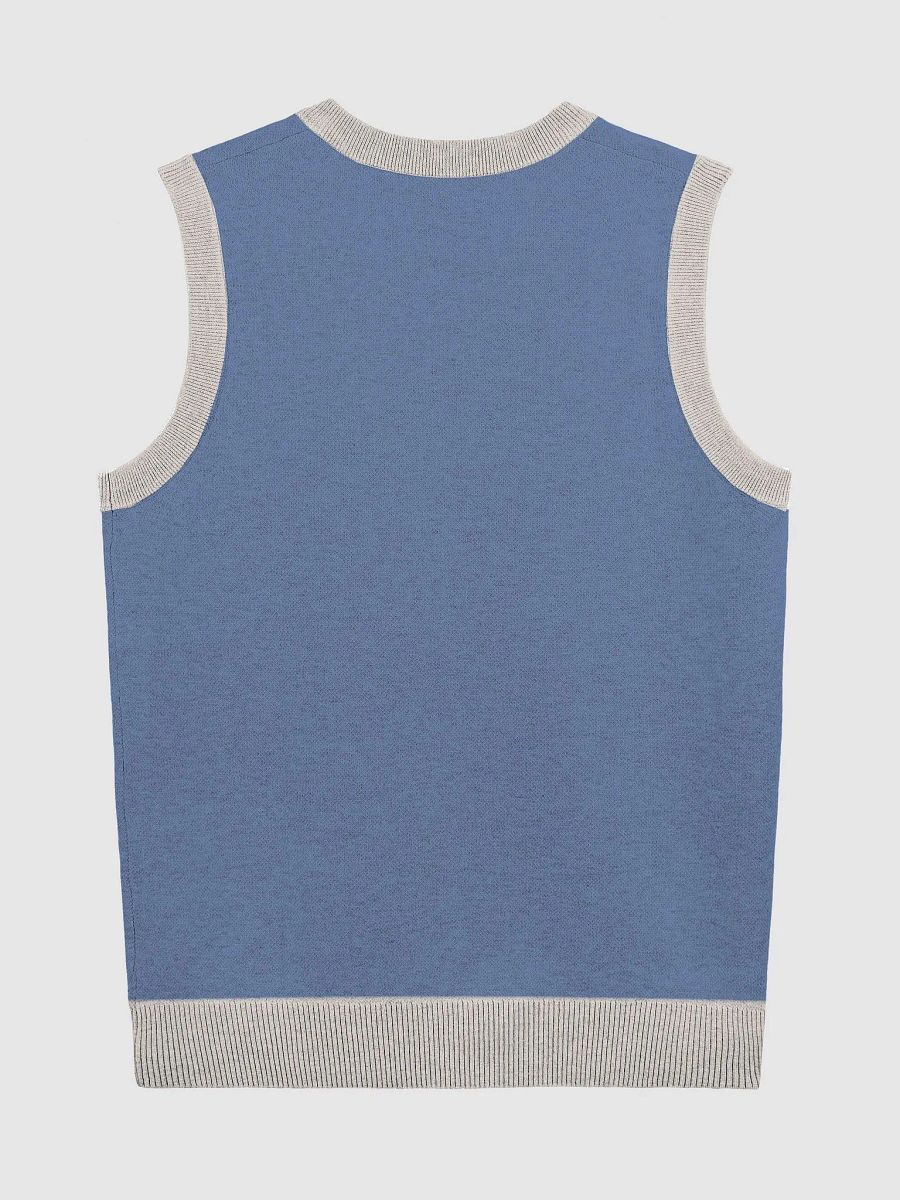 PLEASE DON'T MAKE ME TALK (blue and taupe) knitwear vest product image (9)