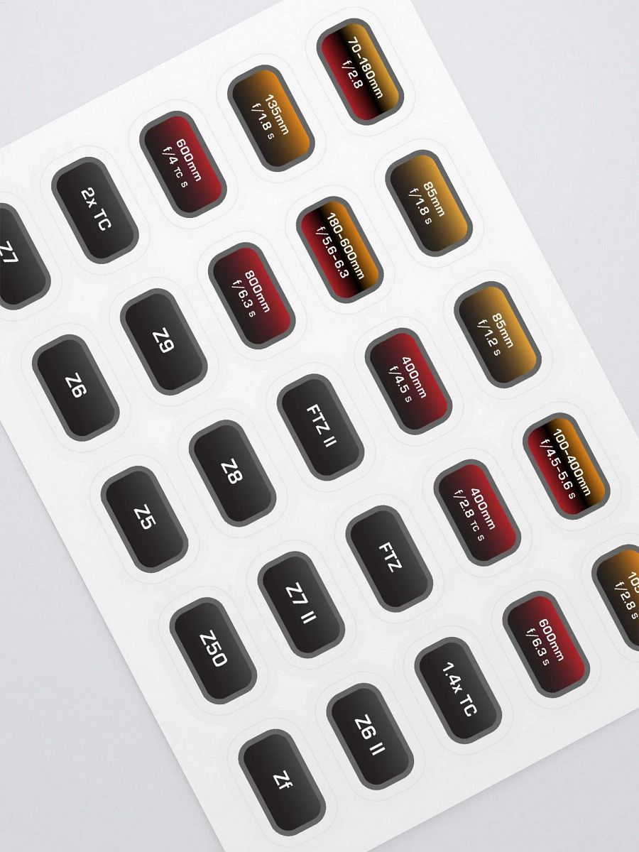 Lens ID Sticker Sheet - Nikon Mirrorless (2 of 2) product image (1)
