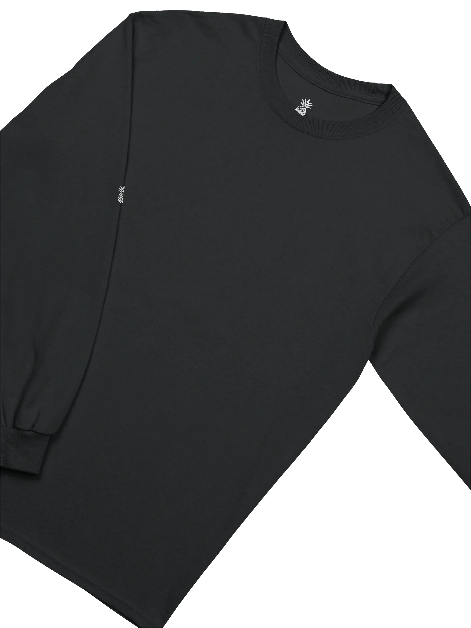 Boxy Fit Lucky Pineapple® Minimalist Long Sleeve Unisex Solid Color T-Shirt (Black & Dark Colors) product image (3)