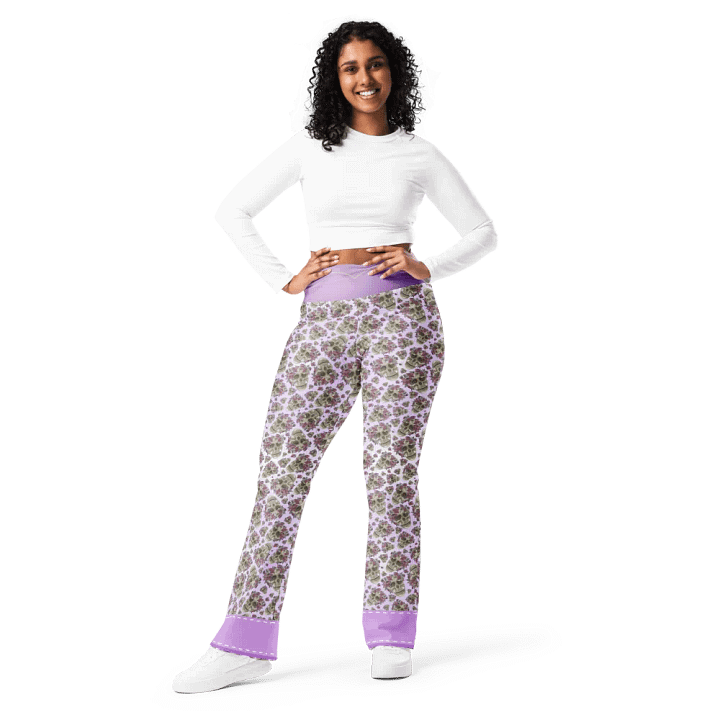 Smoky Lilac Skull & Rose Flare Leggings product image (1)