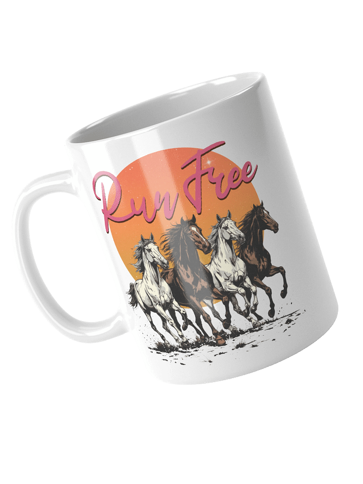 The "Run Free" Retro Horses Mug product image (1)