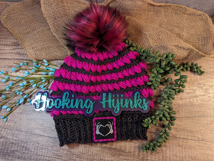 Macy Beanie - Pink/Black Corriedale product image (1)