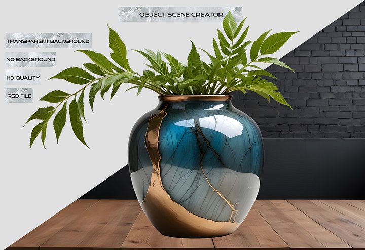 Stellar Luxe – Midnight Glow Vase PNG product image (2)