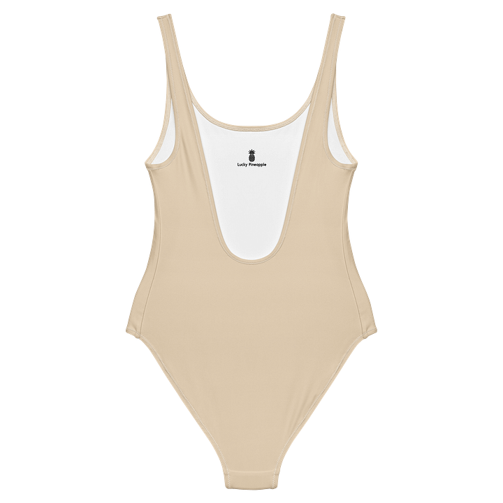 Champagne Beige Nude Solid Color Retro Inspired Women's One Piece Swimsuit product image (2)