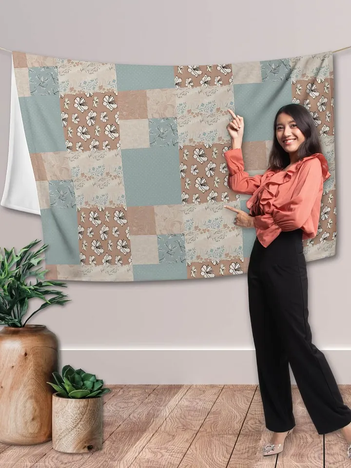 Vintage Romance Taupe Floral Patchwork Throw Blanket product image (1)