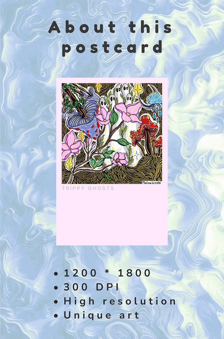 Trippy Ghosts Digital Postcard | Printable | Greeting card | Art prints product image (2)