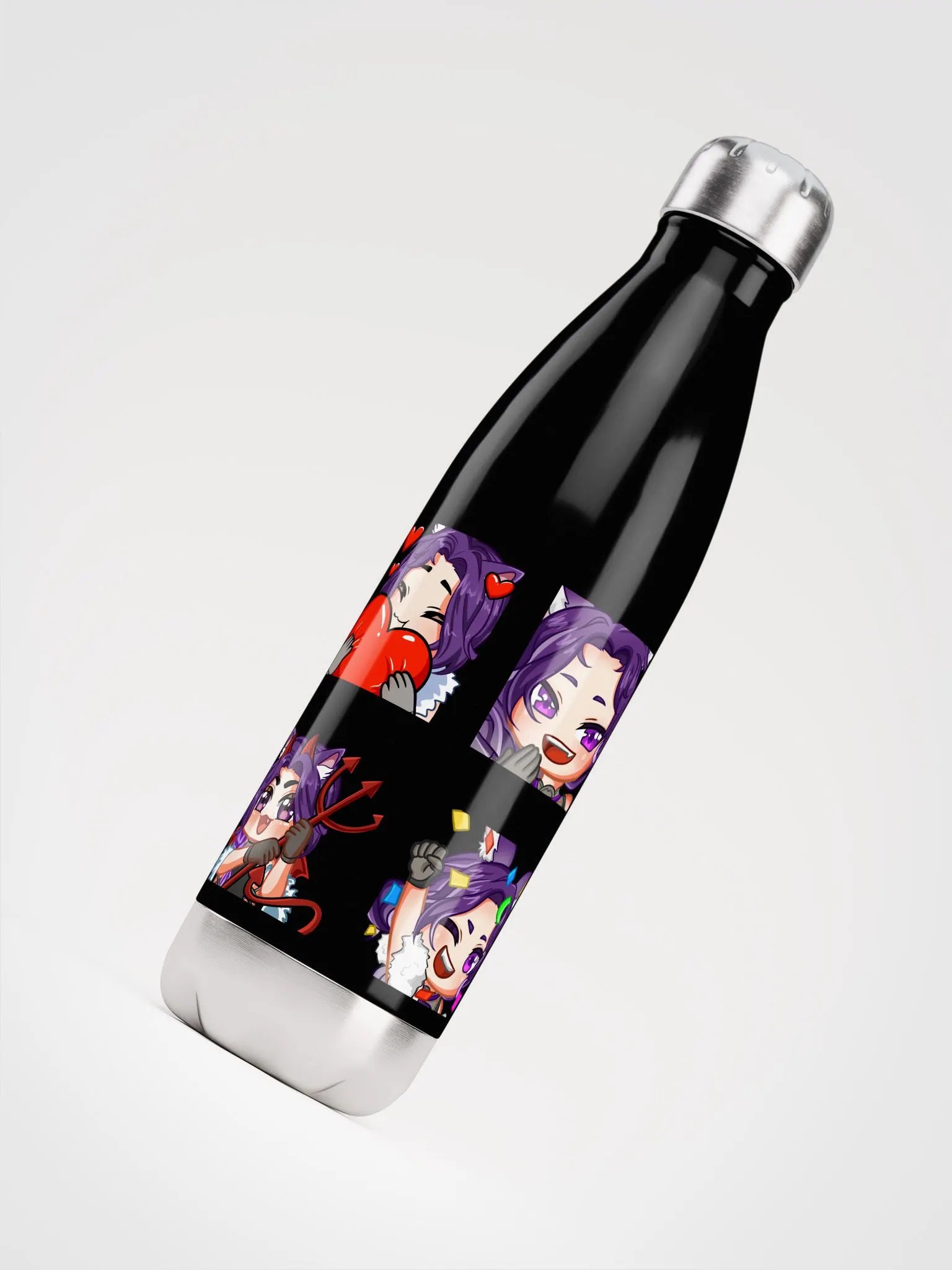Alpha_Wolf_Luna Emote Stainless Steel Water Bottle product image (4)