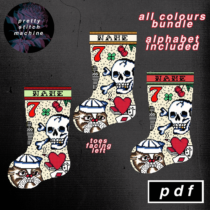 Traditional Tattoo Flash Second Edition Left-Facing Christmas Stocking Pattern Bundle product image (1)