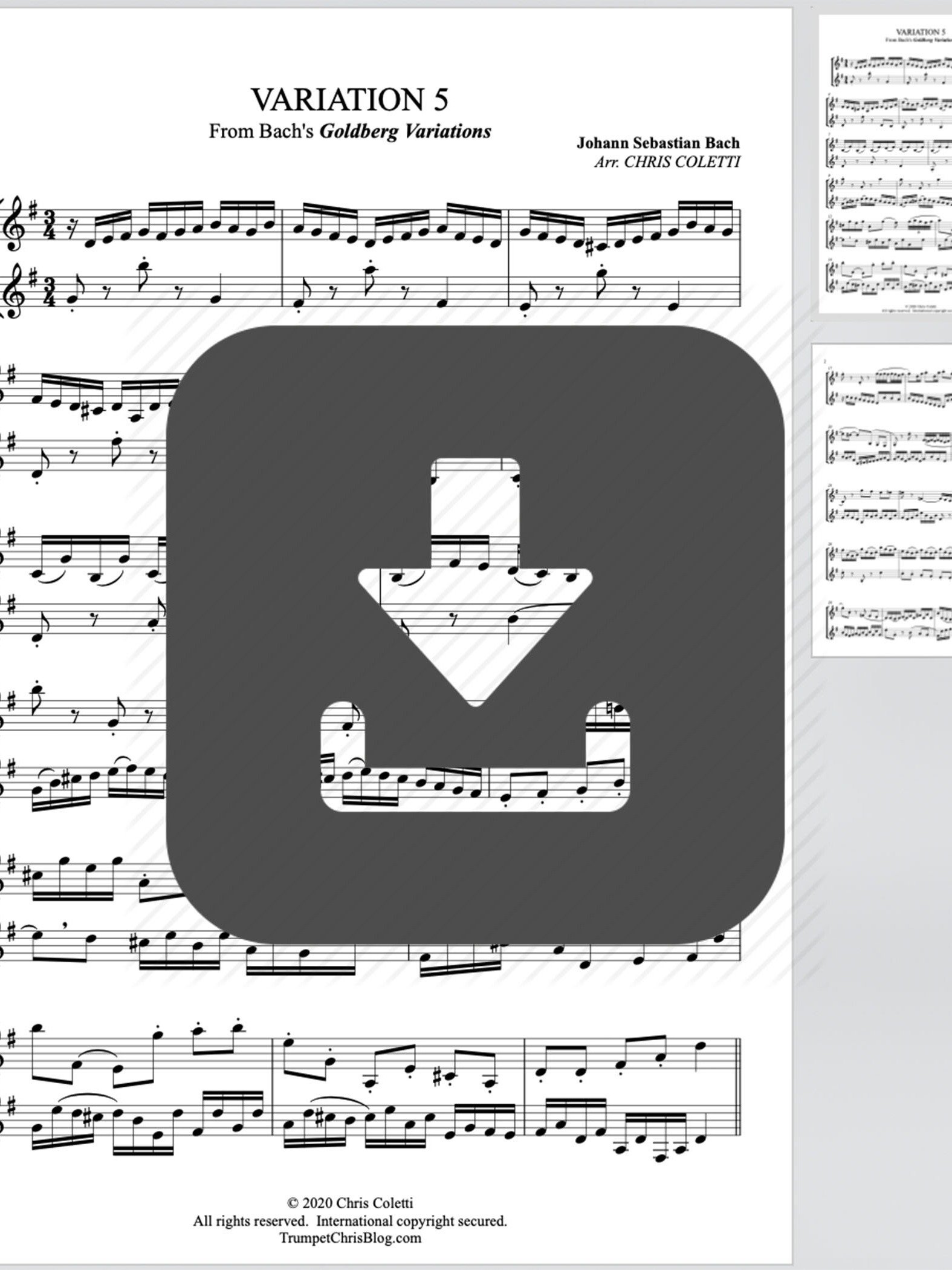 Trumpet Duet: Bach Goldberg Variation #5 product image (1)