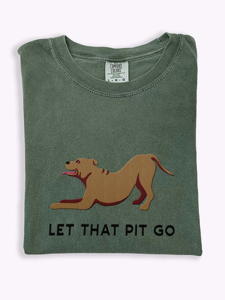 Let That Pit Go T-Shirt(Embroidered) of a Pitbull Terrier(Red) product image (1)