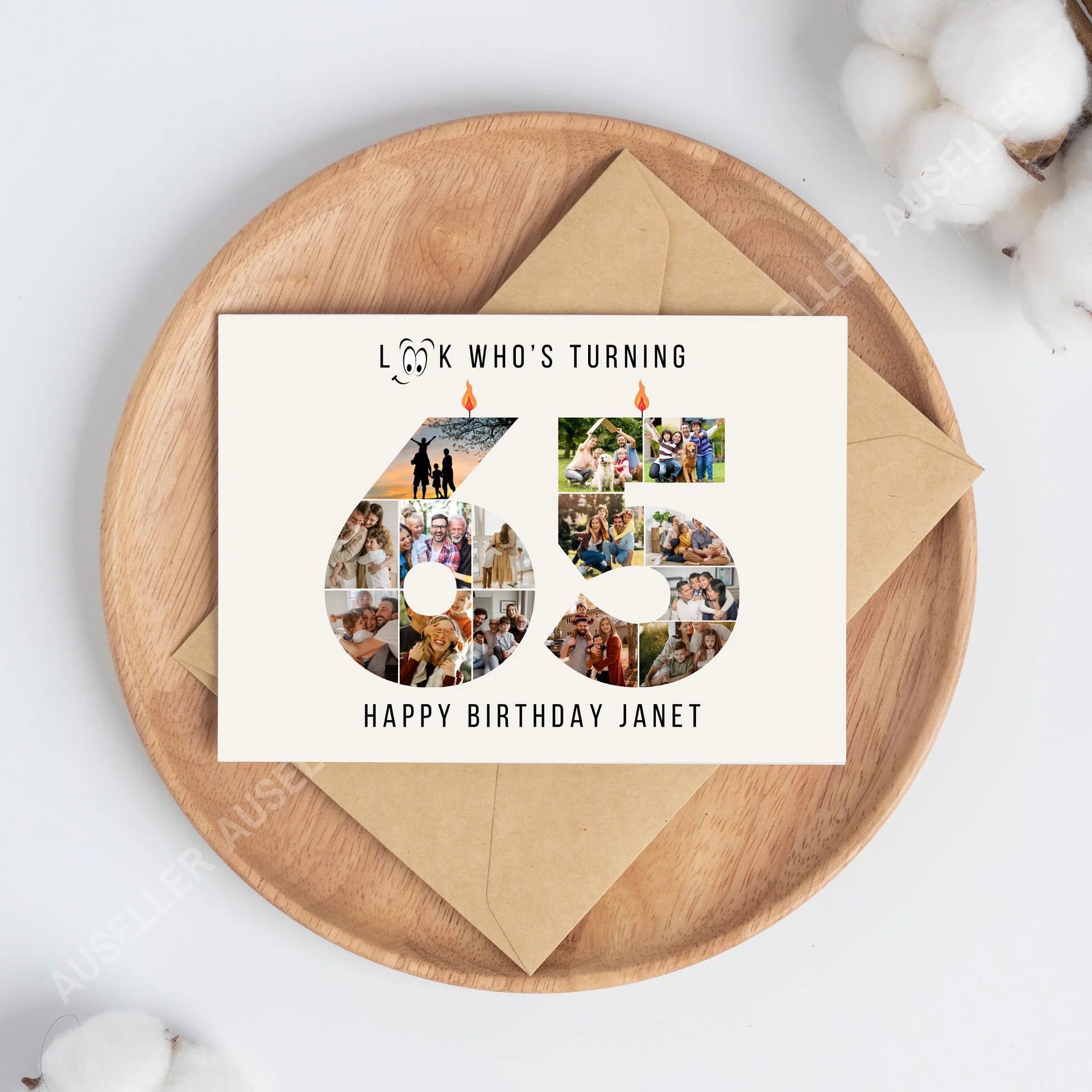 65th Birthday Number Photo Card Canva Template product image (4)