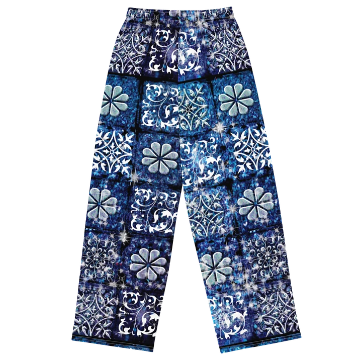 Blue Ice Crystals Motif Wideleg Pants product image (1)