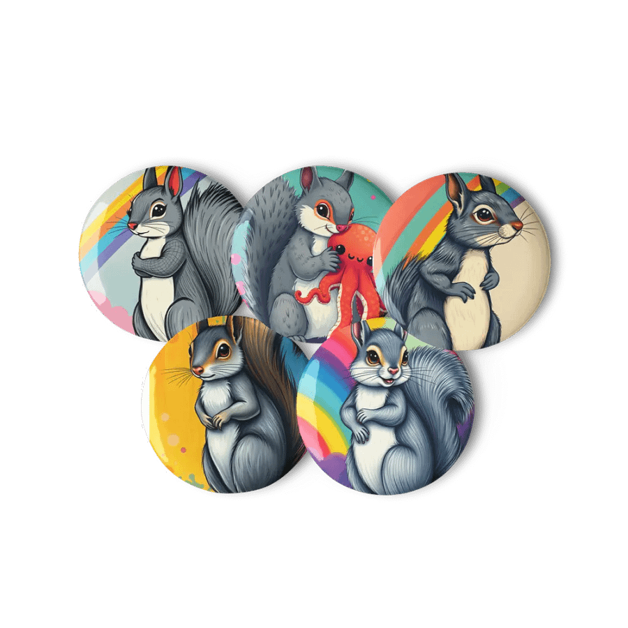 Rainbow Squirrel Pin Button Set product image (3)