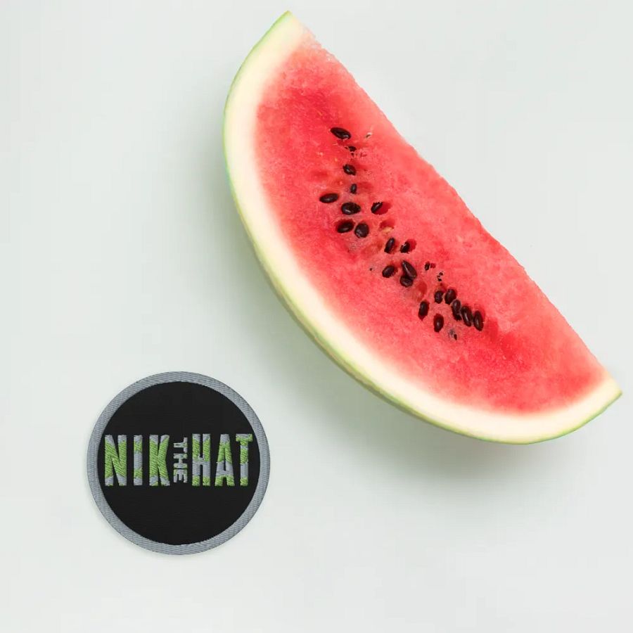 Nik the Hat | Green or White Circular Embroidered Patch product image (4)