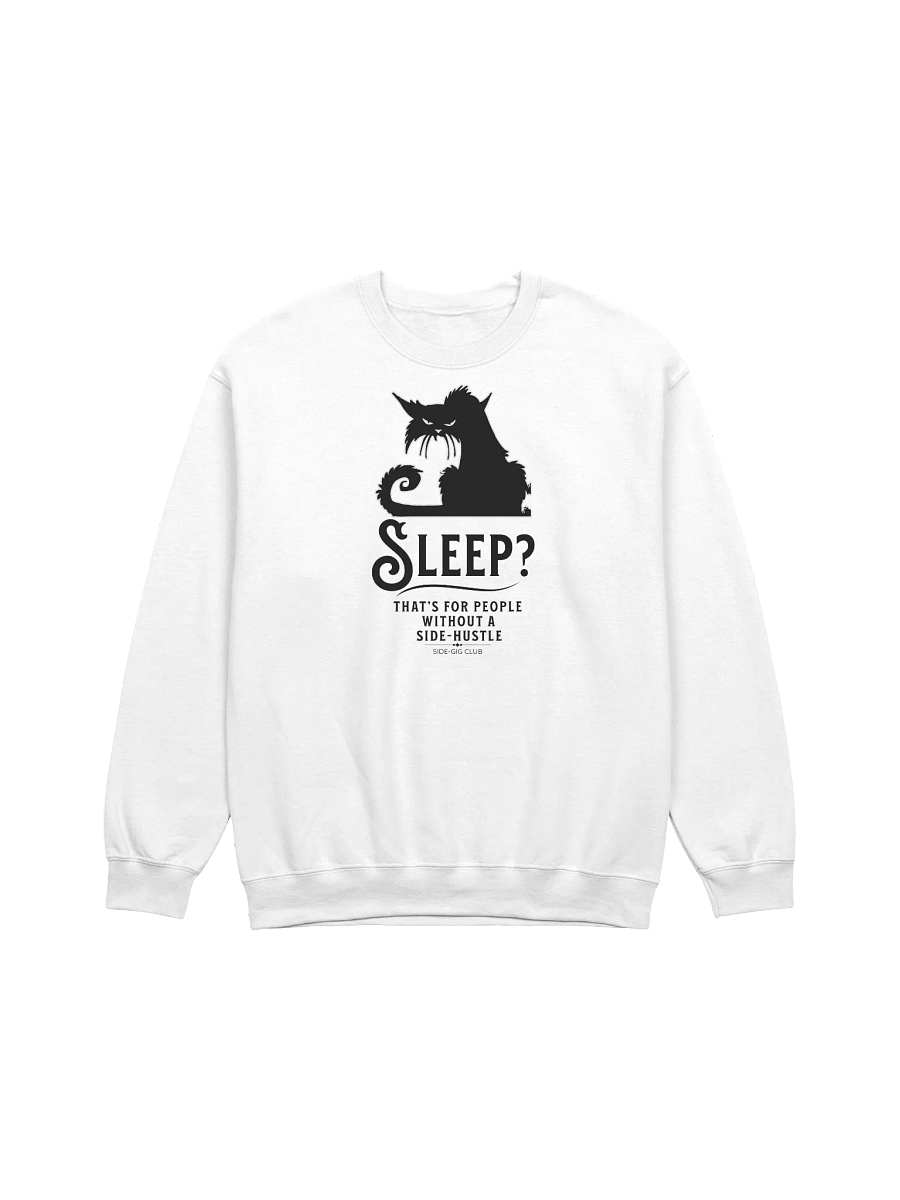 Sleepless Grind: Hustler Cat Crewneck Sweatshirt in Vivid Black product image (2)