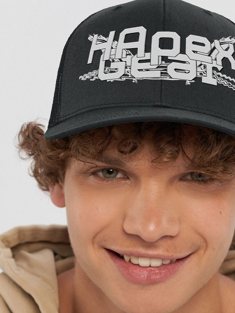 Trucker Hat - Embroidered - White HApex Gear Black Logo product image (8)