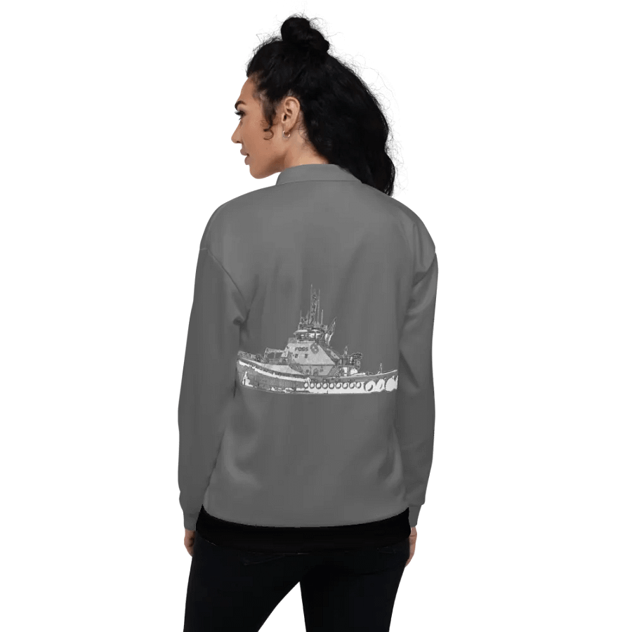 Foss Tugboat Sketch Gray Bomber Jacket product image (7)