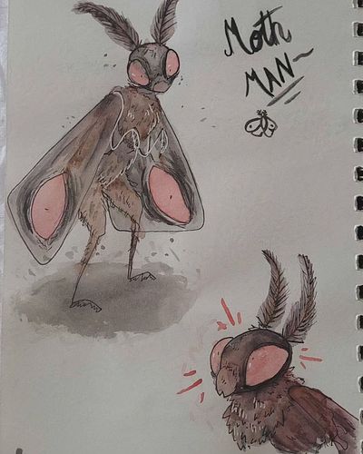 I'm out of town for the weekend and found so many old doodles. So enjoy these couple pages 
×
×
×
#doodle #mothman #cryptid #...