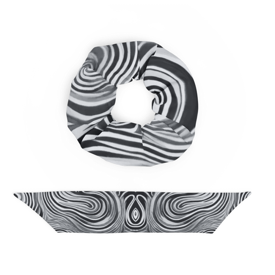 Funky Black & White Noir Liquid Tie-Dye Scrunchie product image (5)