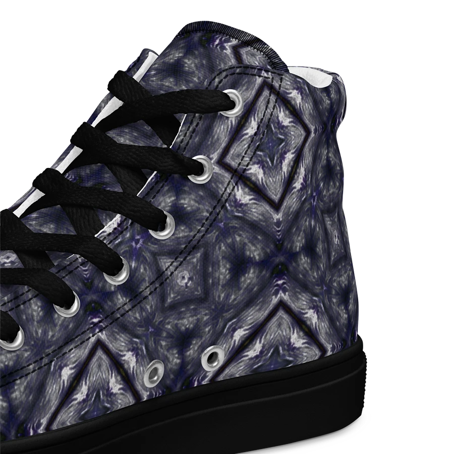 Abstract Dark Monochrome Diamond Men's Black Toe Canvas Shoe High Tops product image (20)