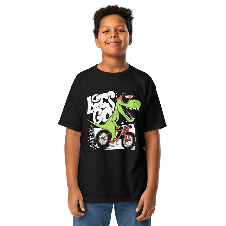 Kids T-Shirt Dinosaur on Bike Printed product image (1)