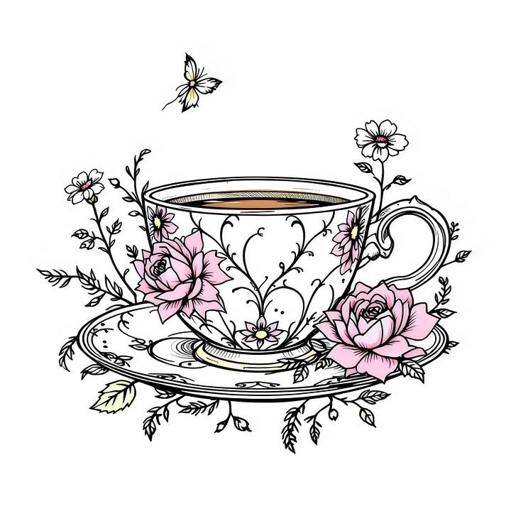 14 Digital Teacup and Saucer Clipart - Vintage Floral Designs in Pink and White for Home Decor and Tea Memories product image (1)