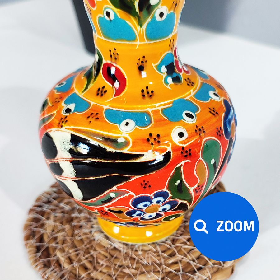 Ceramic small vase (yellow), Turkish Iznik style — handmade pottery, handmade ceramic, home decor, handmade gift, Turkish ceramic product image (6)