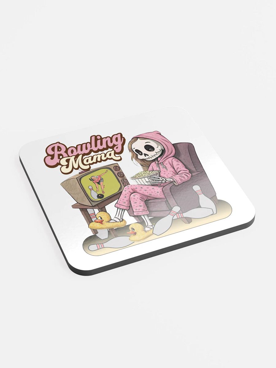 TV Bowling Mama Skeleton Night Glossed Cork Coaster product image (3)