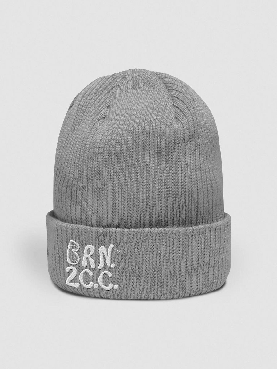 BRN.2C.C.™ | Organic Cotton Ribbed Beanie | Coastal Cool & Sustainable Warmth | White Logo product image (47)