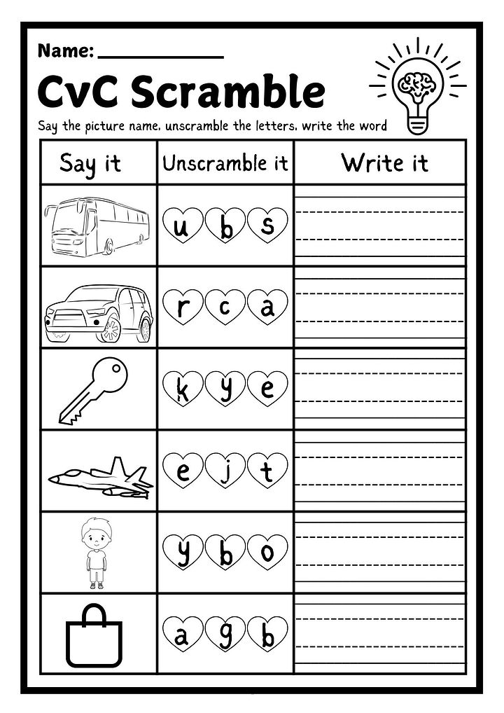 CVC Word Scramble Worksheet for Early Readers product image (1)