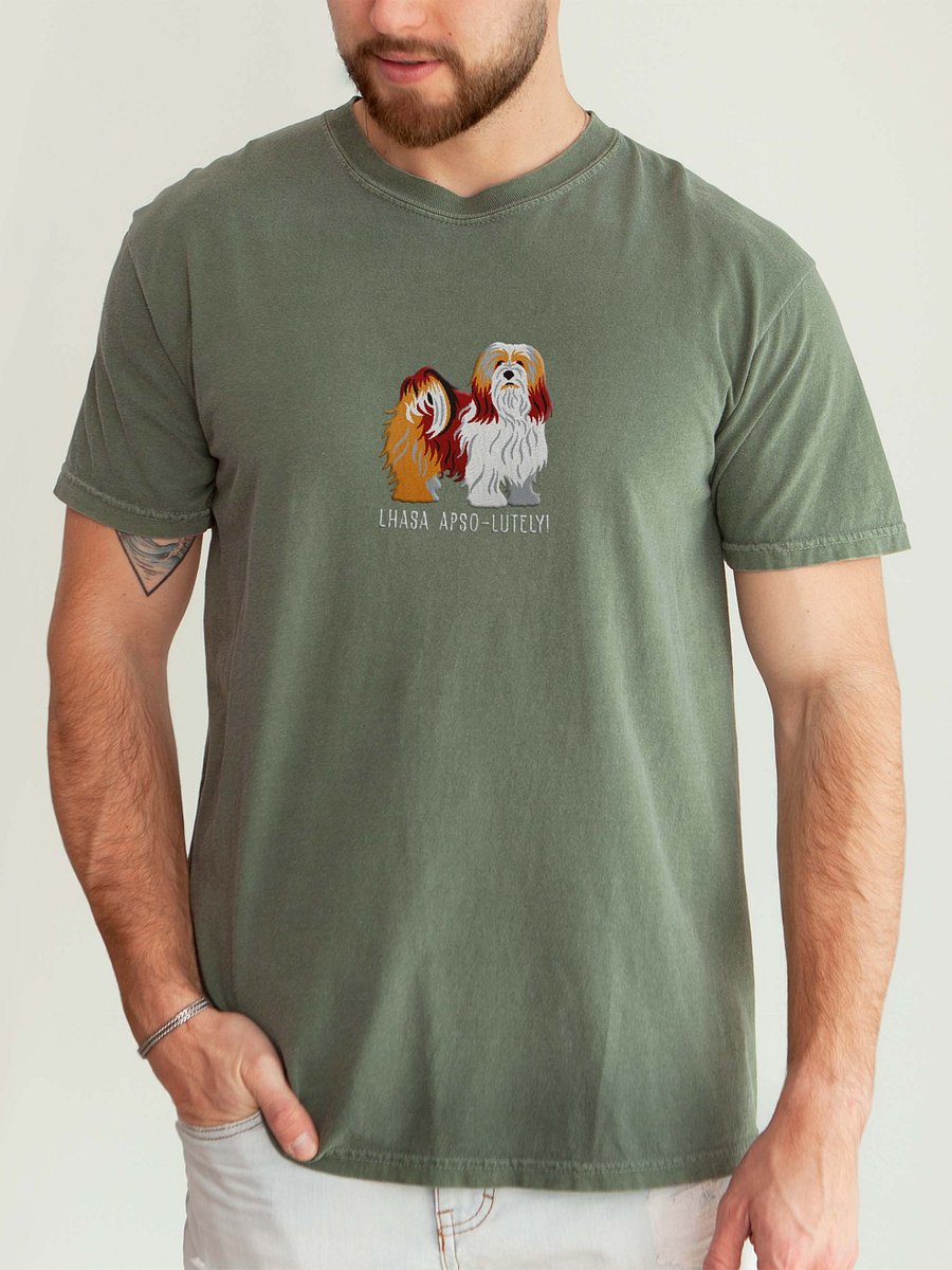 Lhasa Apso-lutely T-Shirt(Embroidered) of a Lhasa Apso(Brown) product image (2)