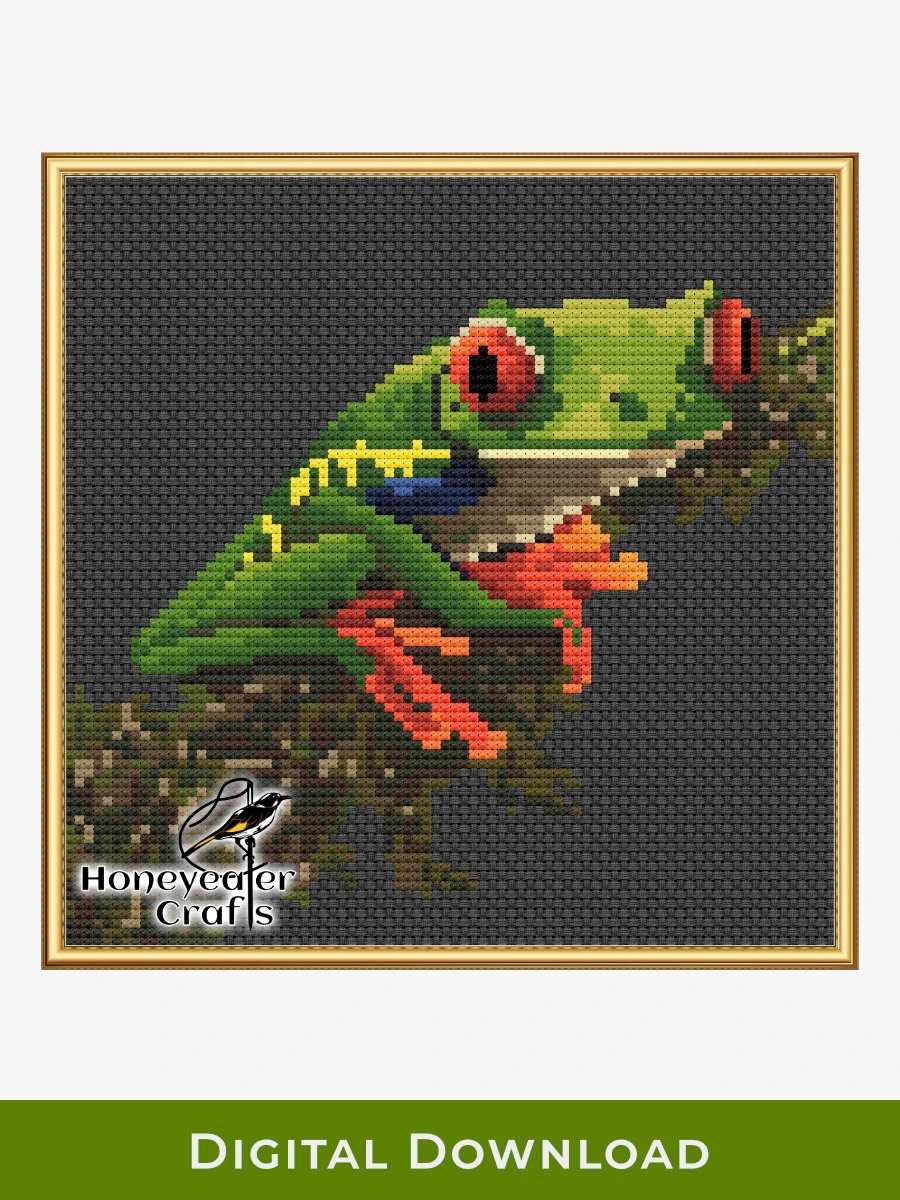 Red-eyed Tree Frog 1: Reptile Cross Stitch Pattern PDF product image (1)