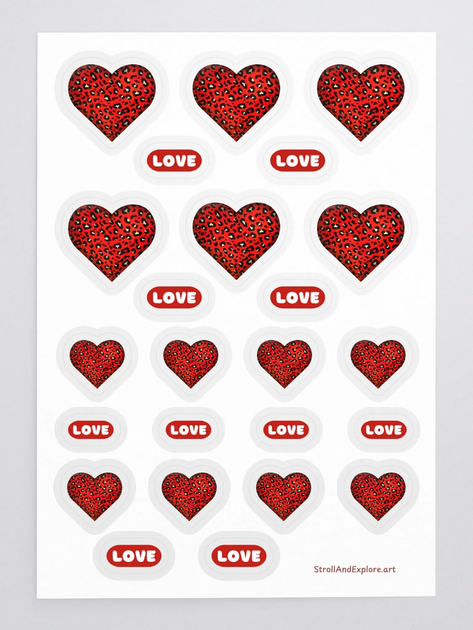 Leopard Skin Red Heart - Sticker Sheet product image (1)