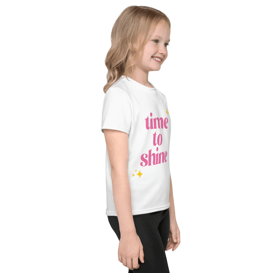 Rectial 2025 Kids T-Shirt | Time to Shine | White with Pink Text product image (4)
