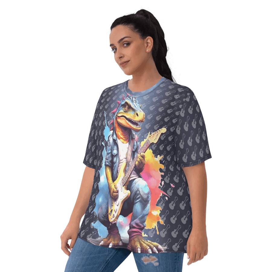 Dinosaur Playing Guitar All Over Print T-shirt product image (3)