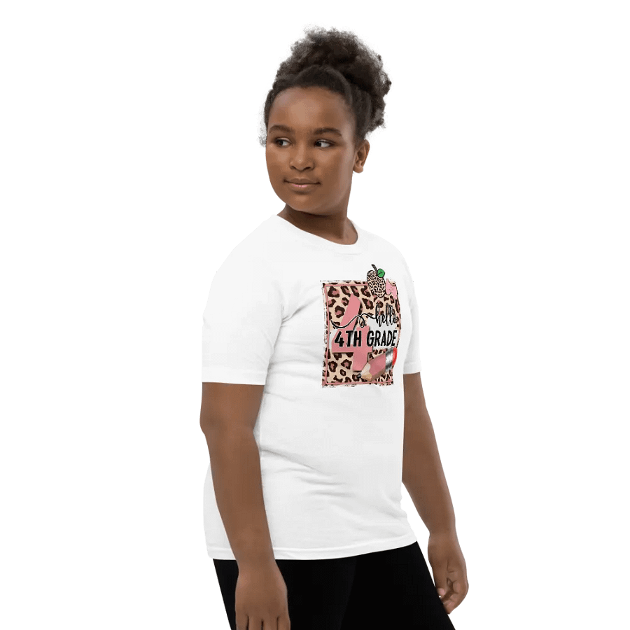 Hello 4th Grade Leopard Print Youth T-Shirt product image (6)