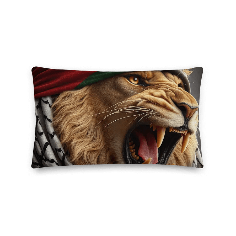 Roaring Lion Keffiyeh Premium Pillow | AI Design Free Palestina product image (3)