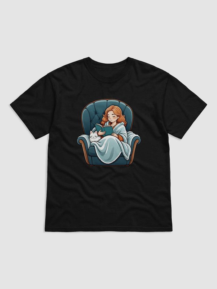 Purrfectly Bookish Cartoon T-Shirt product image (1)
