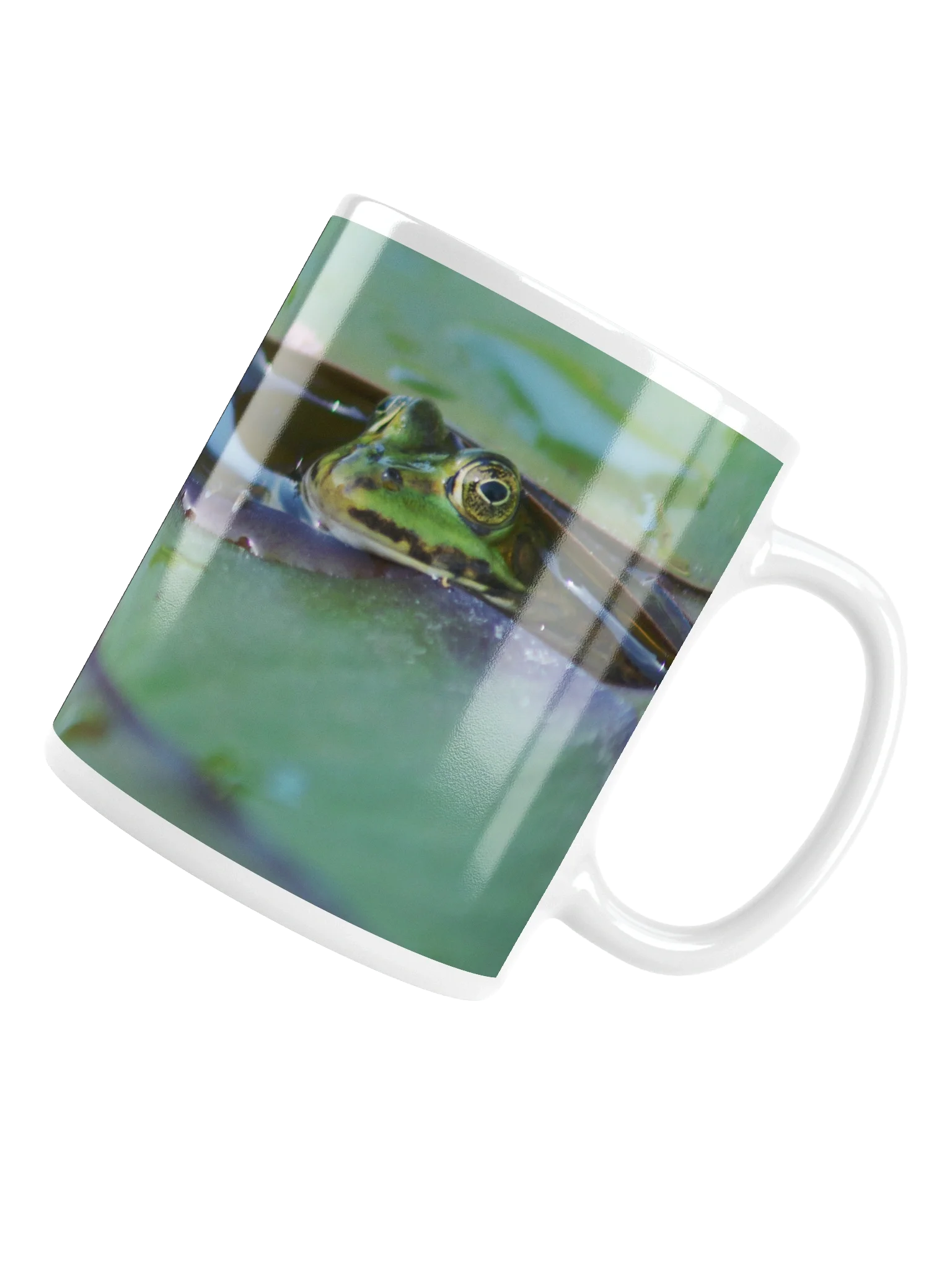 Keramiktasse weiß - Frosch unter Seerosenblatt product image (5)