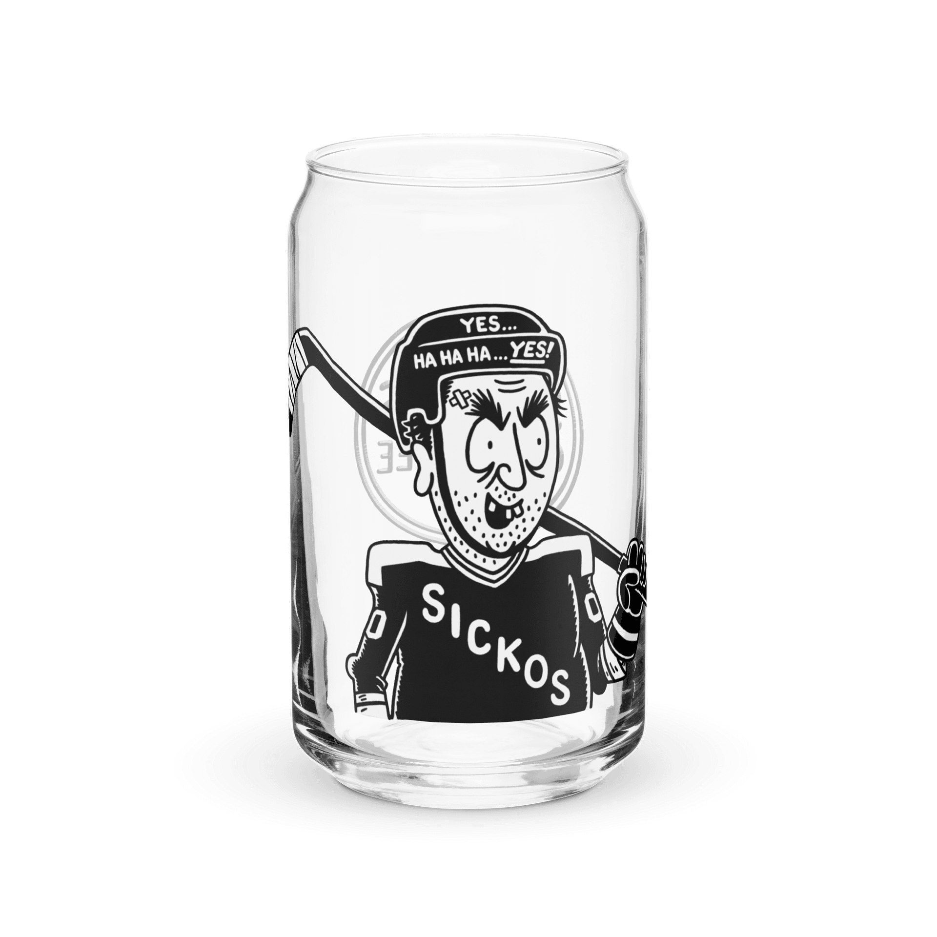 16oz Sickos Hockey Can-Shaped Glass (with Optional Lid/Straw) product image (1)